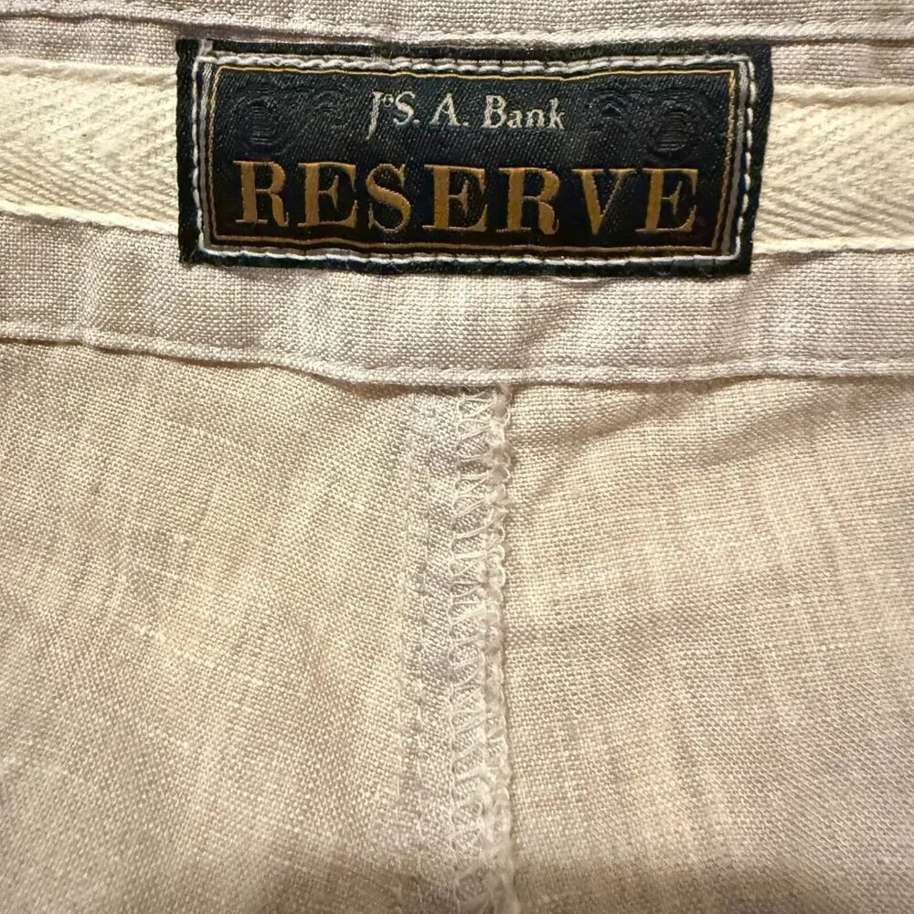J.S. A. Bank Pants Reserve Linen (72%) Blend‎ Luxury SZ *36 x 20 Tailored Fit
